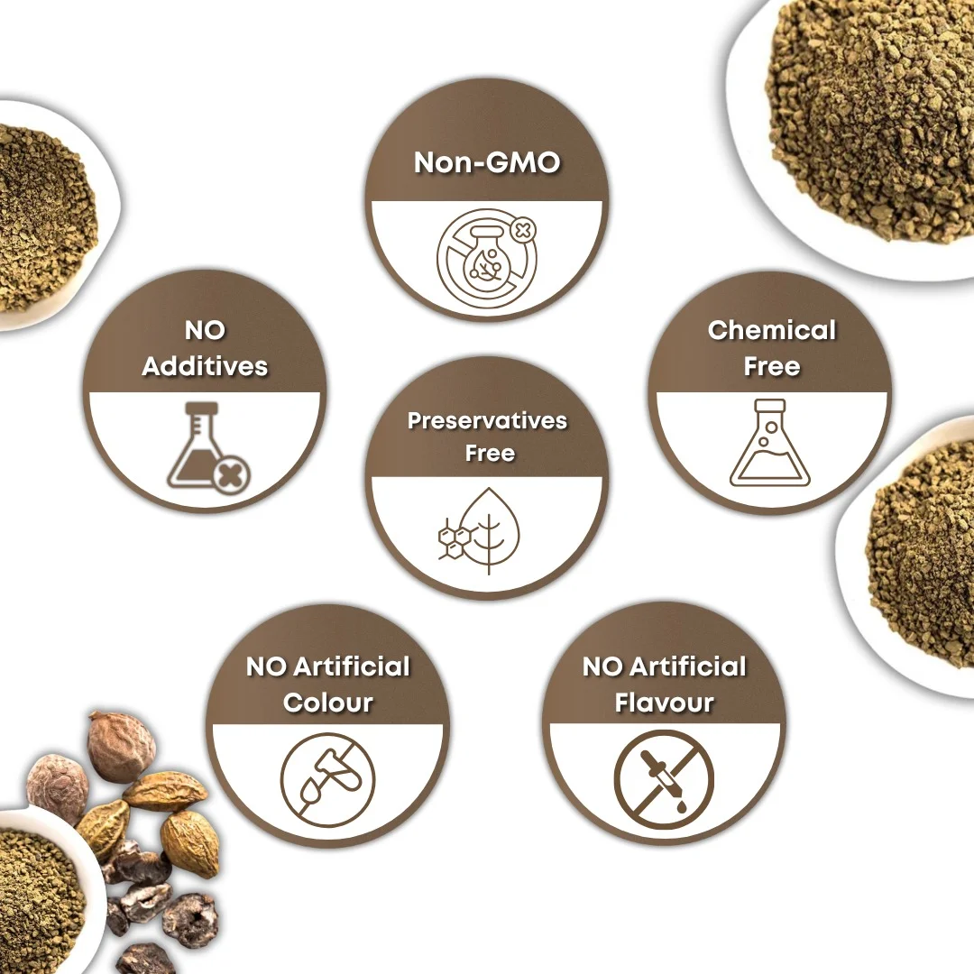 Triphala Powder 100% natural pure quality seals - chemical-free, non-GMO and preservative-free