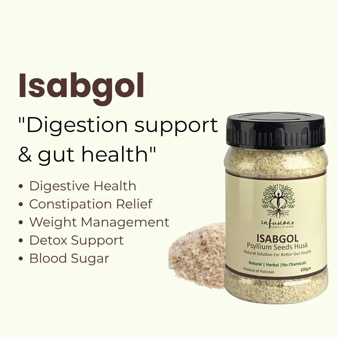 Isabgol key benefits, natural wellness properties and herbal care advantages infographic