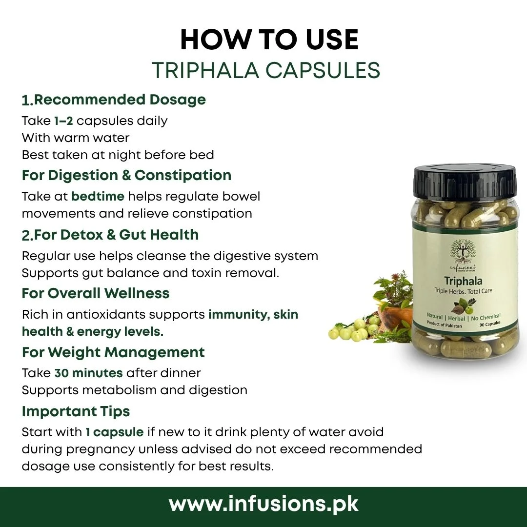 How to take Triphala Capsules - recommended daily supplement dosage and directions for use