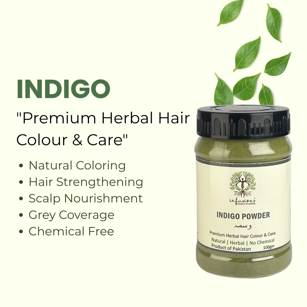 Indigo Powder natural coloring, hair strengthening, scalp nourishment and grey coverage benefits