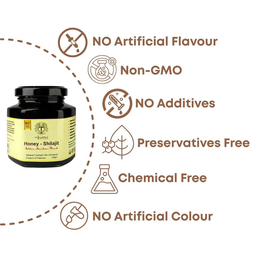 Honey Shilajit Golden Blend 100% pure organic guarantee - lab-tested, additive-free and natural seals